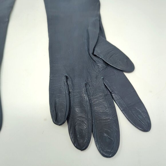 Vintage Roger Fare Gloves X Small 6.5 Blue Leather France - Picture 6 of 9